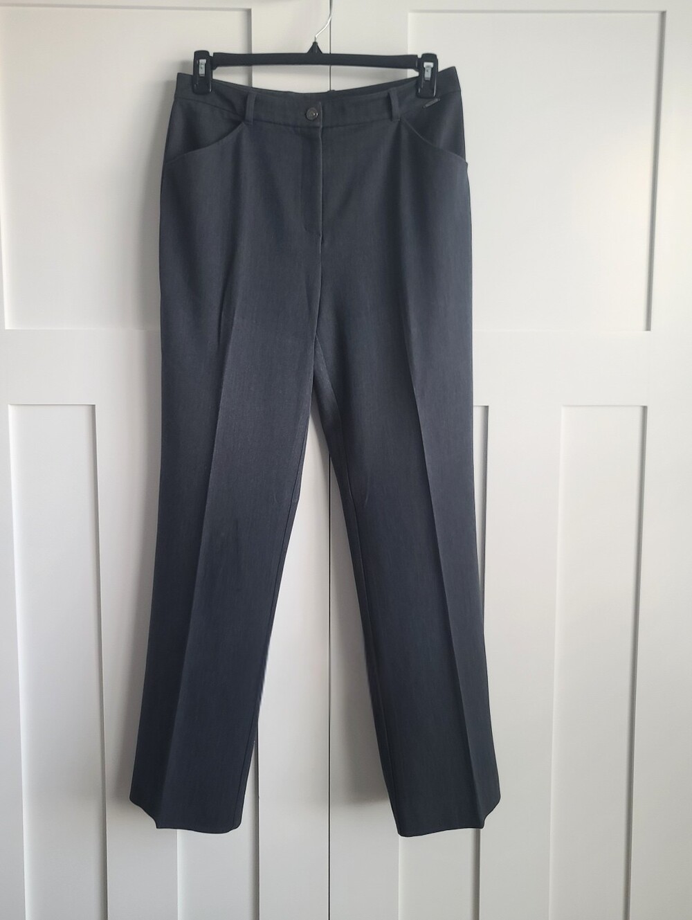 Vtg St John Sport Marie Gray Pants Womens 12 Charcoal Gray Straight Leg Trousers